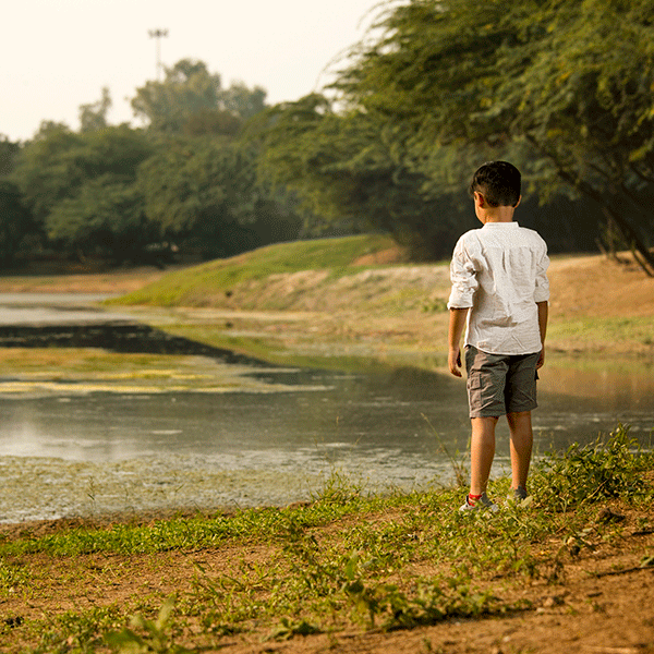 stories vansh's story boy by lake looking at nature